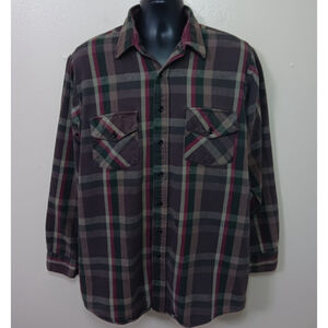 Vintage 80s 90s Winter Run Men’s XL Shirt Plaid Flannel Button Up Brown USA
